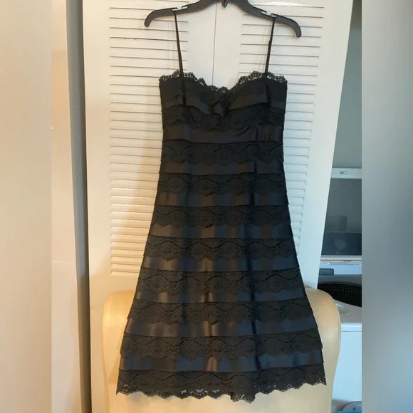 chinese dress ladies Teri Jon Black Lace Floor Length Evening Gown main image 0